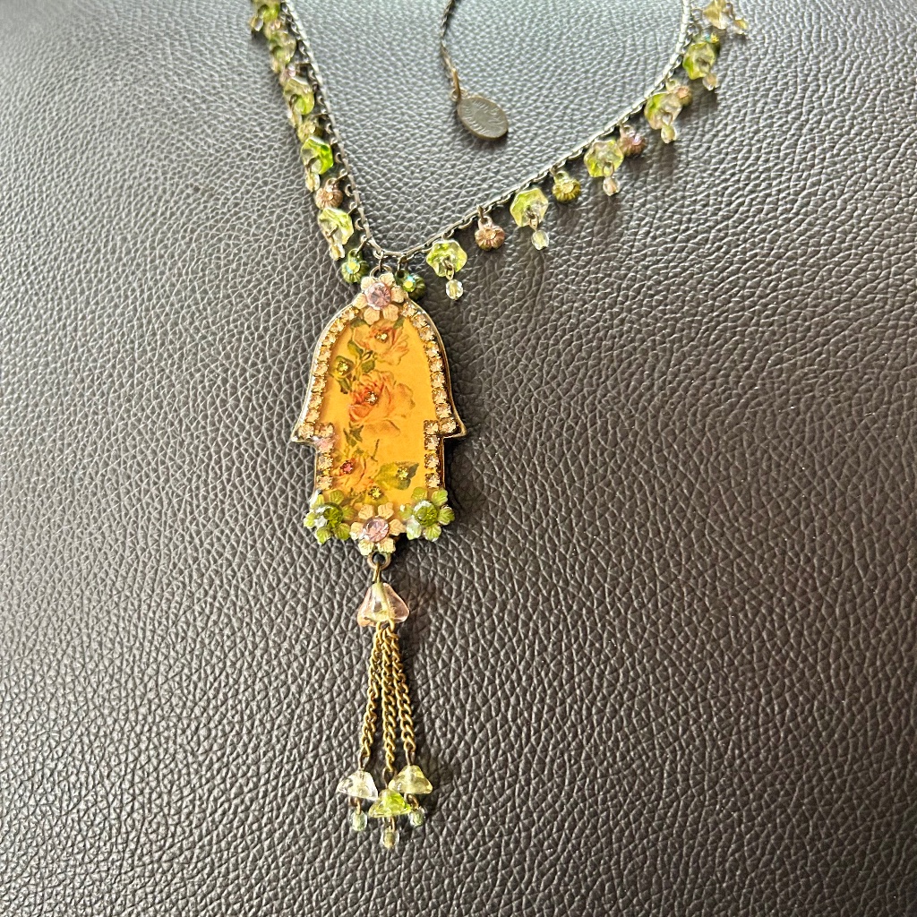 Michal Negrin Pendant Necklace Long Retro With Swarovski Crystals 99$